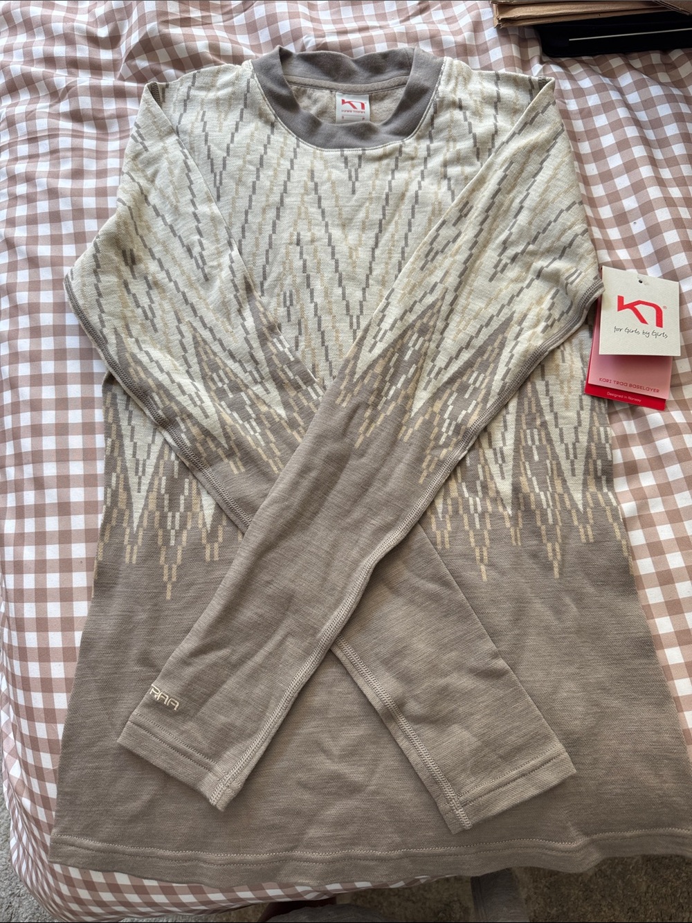 Kari Traa Taupe and Cream Wool base layer